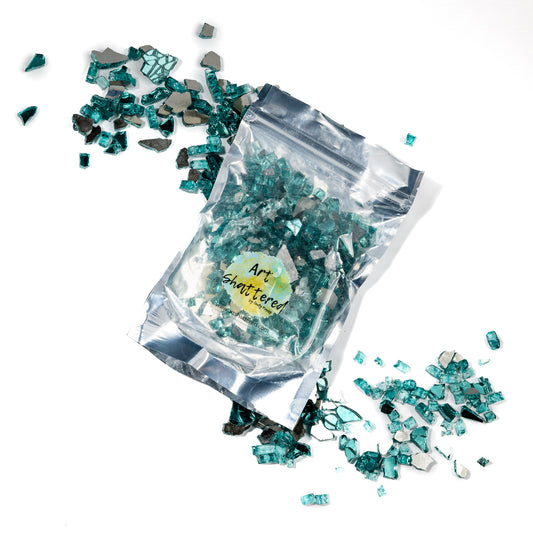 1/4" Dark Azuria Reflective Crushed Tempered Glass – 1 Pound Bag