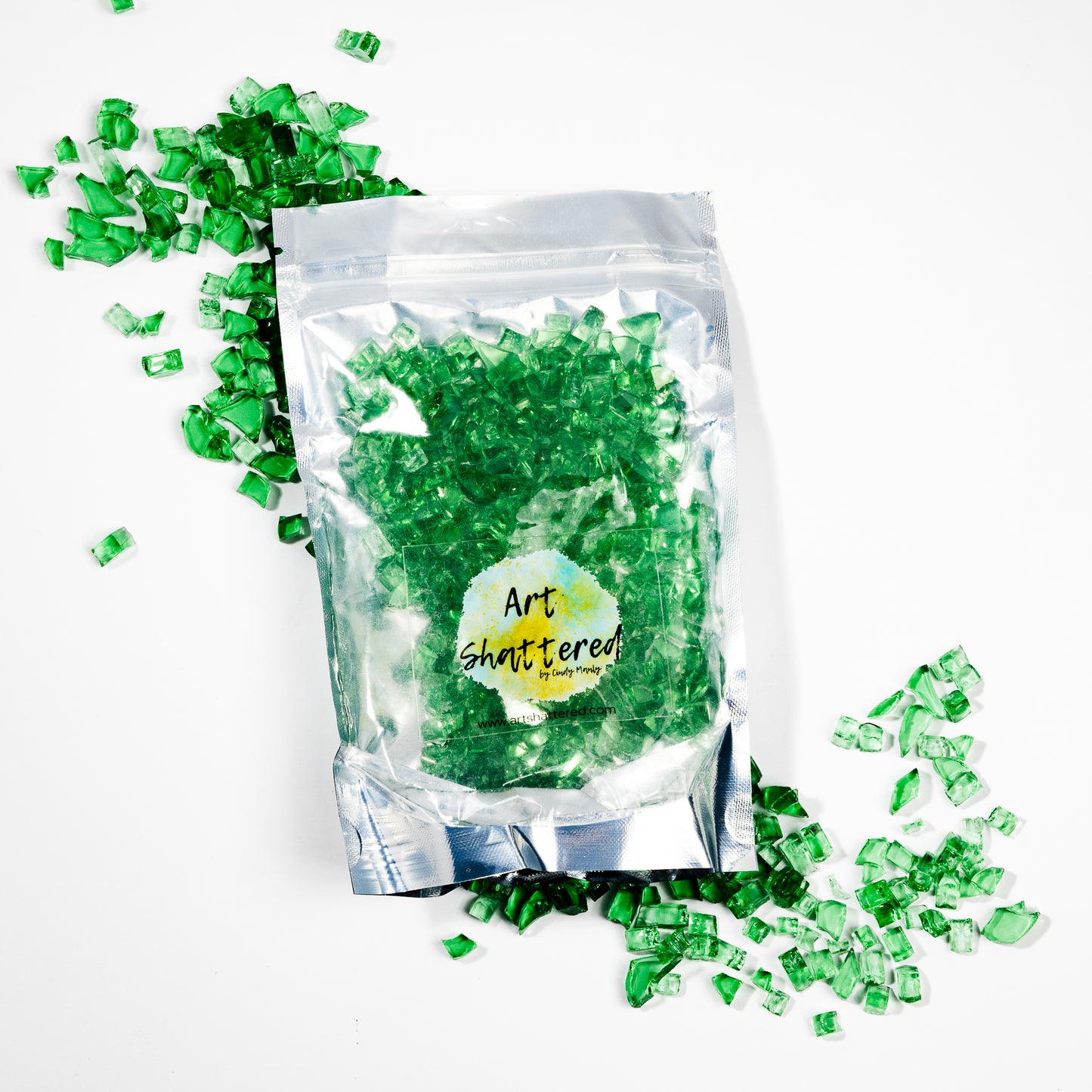 1/4" Green Classic Crushed Tempered Glass – 1 Pound Bag