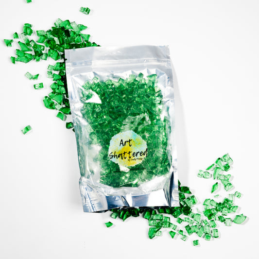 1/4" Green Classic Crushed Tempered Glass – 1 Pound Bag
