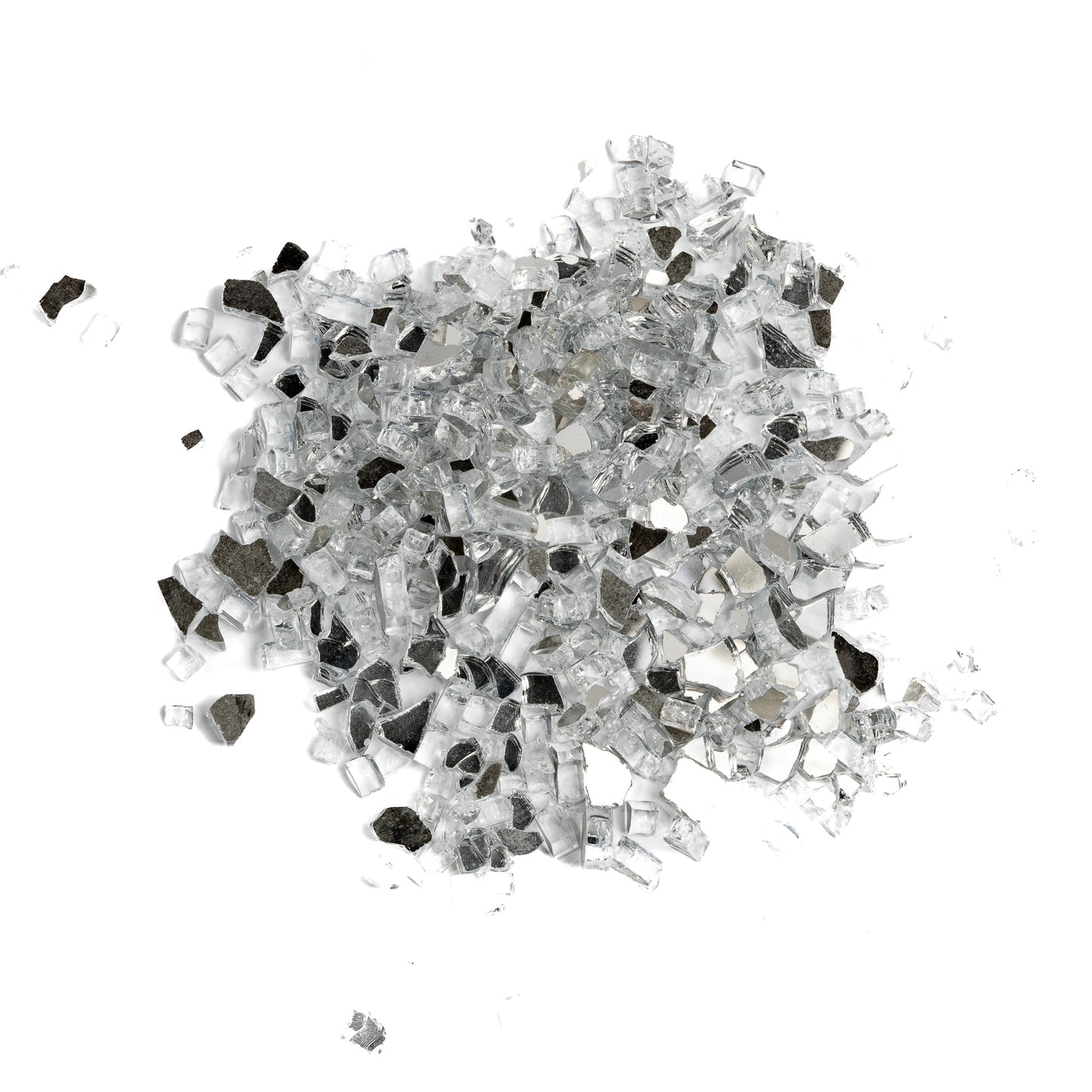 1/4" Silver Reflective Crushed Tempered Glass – 1 Pound Bag
