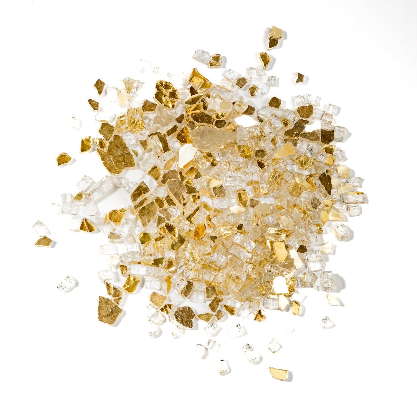 1/4" Gold Reflective Crushed Tempered Glass – 1 Pound Bag