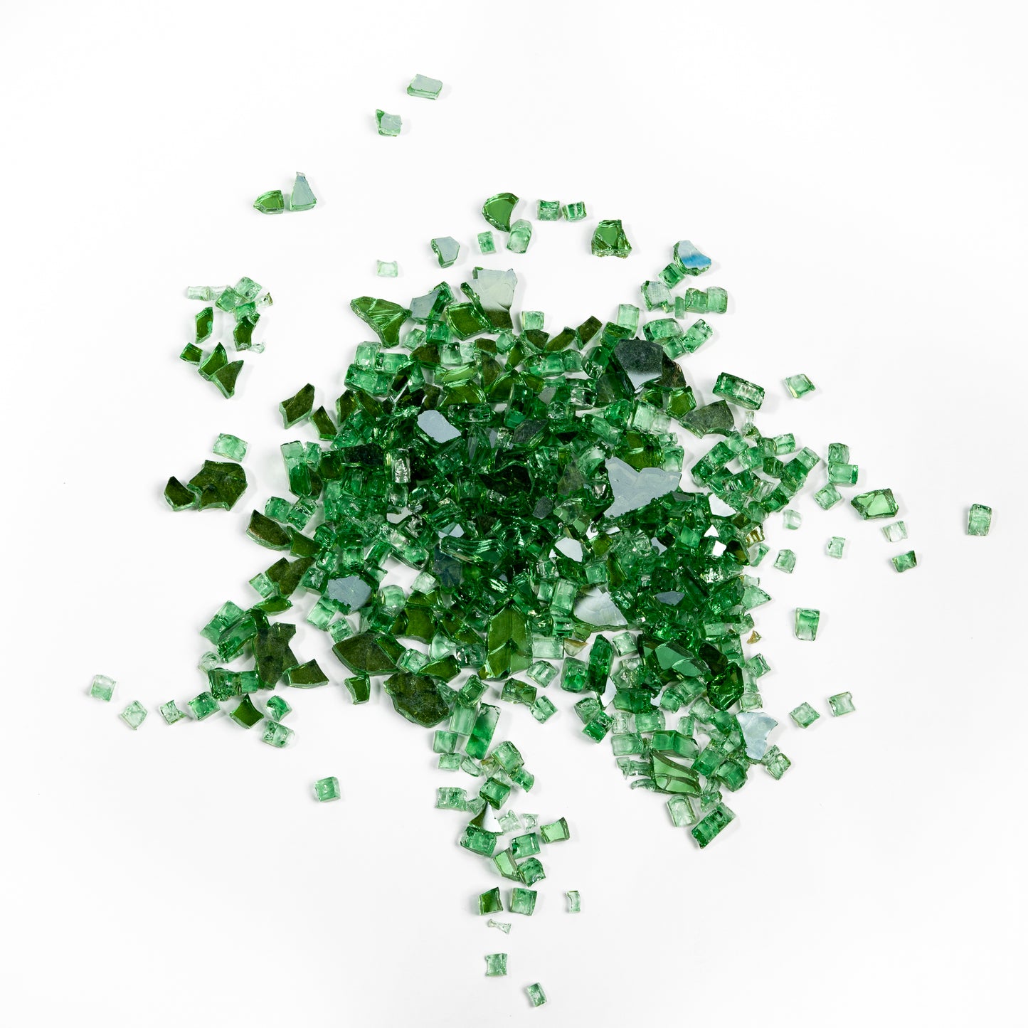 1/4" Green Reflective Crushed Tempered Glass – 1 Pound Bag