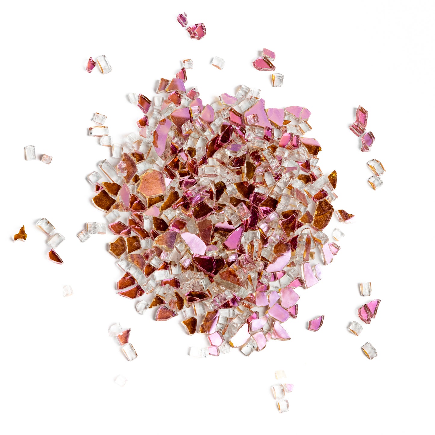 1/4" Rose Gold Reflective Crushed Tempered Glass – 1 Pound Bag