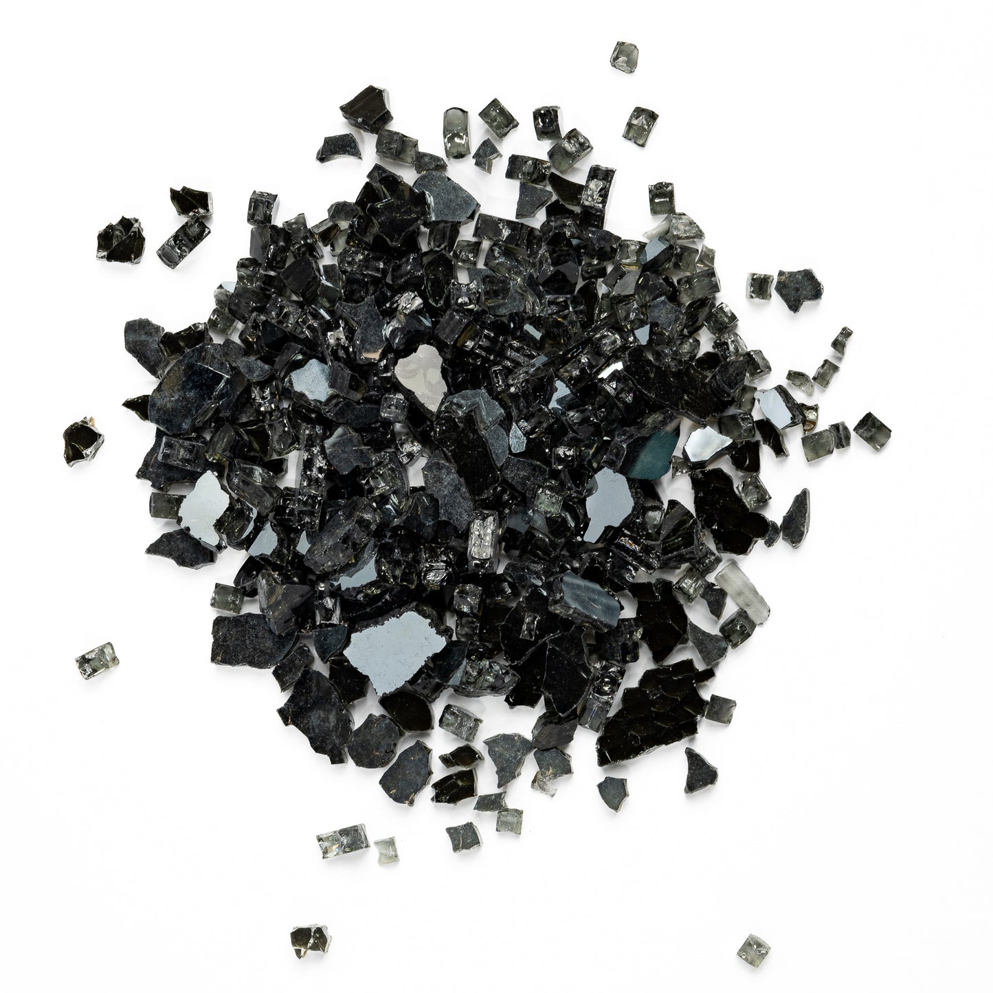 1/4" Black Reflective Crushed Tempered Glass – 1 Pound Bag