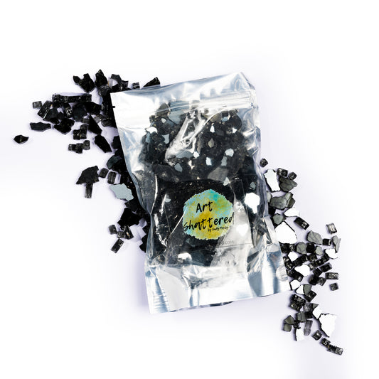 1/4" Black Reflective Crushed Tempered Glass – 1 Pound Bag