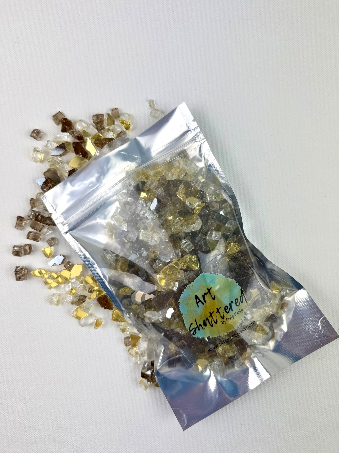1/4" Custom Gold & Bronze Reflective Crushed Tempered Glass – 1 Pound Bag (Copy)
