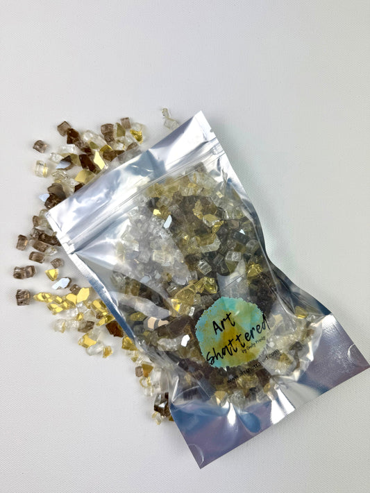 1/4" Custom Gold & Bronze Reflective Crushed Tempered Glass – 1 Pound Bag (Copy)