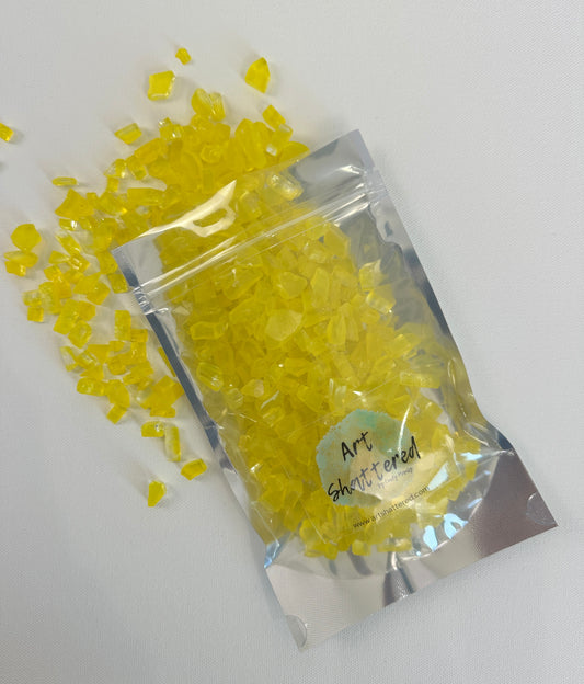 1/4" Yellow Classic Crushed Tempered Glass – 1 Pound Bag