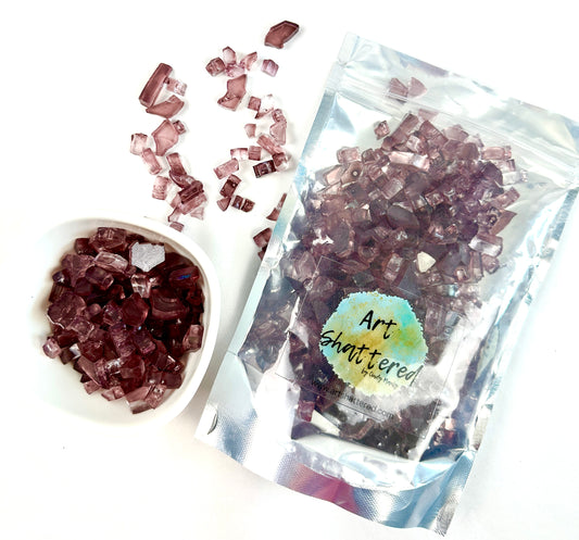 1/4" Plum Classic Crushed Tempered Glass – 1 Pound Bag